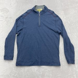 Tommy Bahama Sweater Mens XL Blue 1/4 Zip Outdoor Long Sleeve